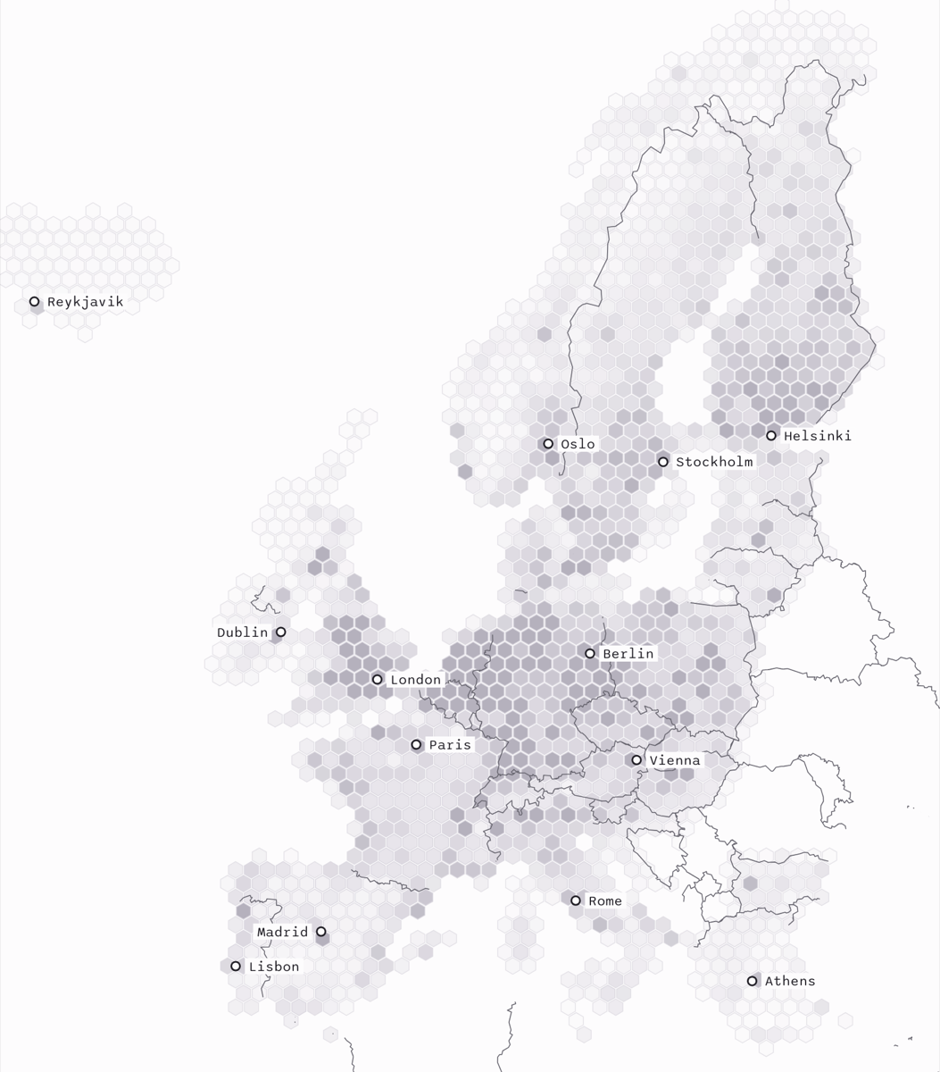 Walkably scores across 31 European countries
